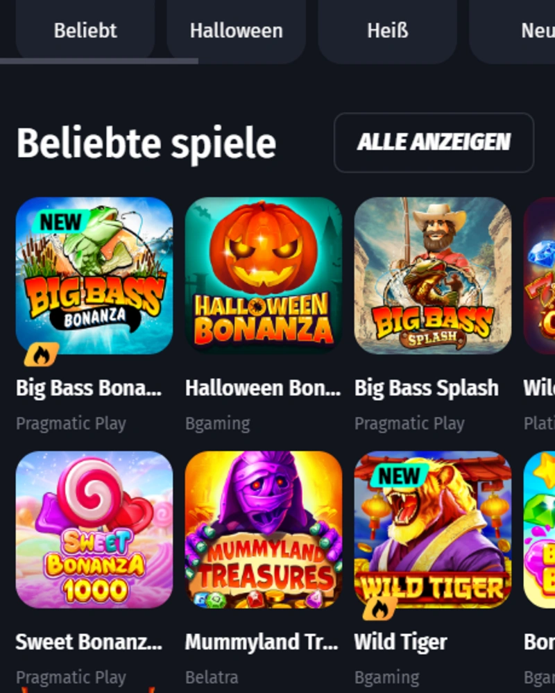 WinShark Casino Mobile-Website Spiele